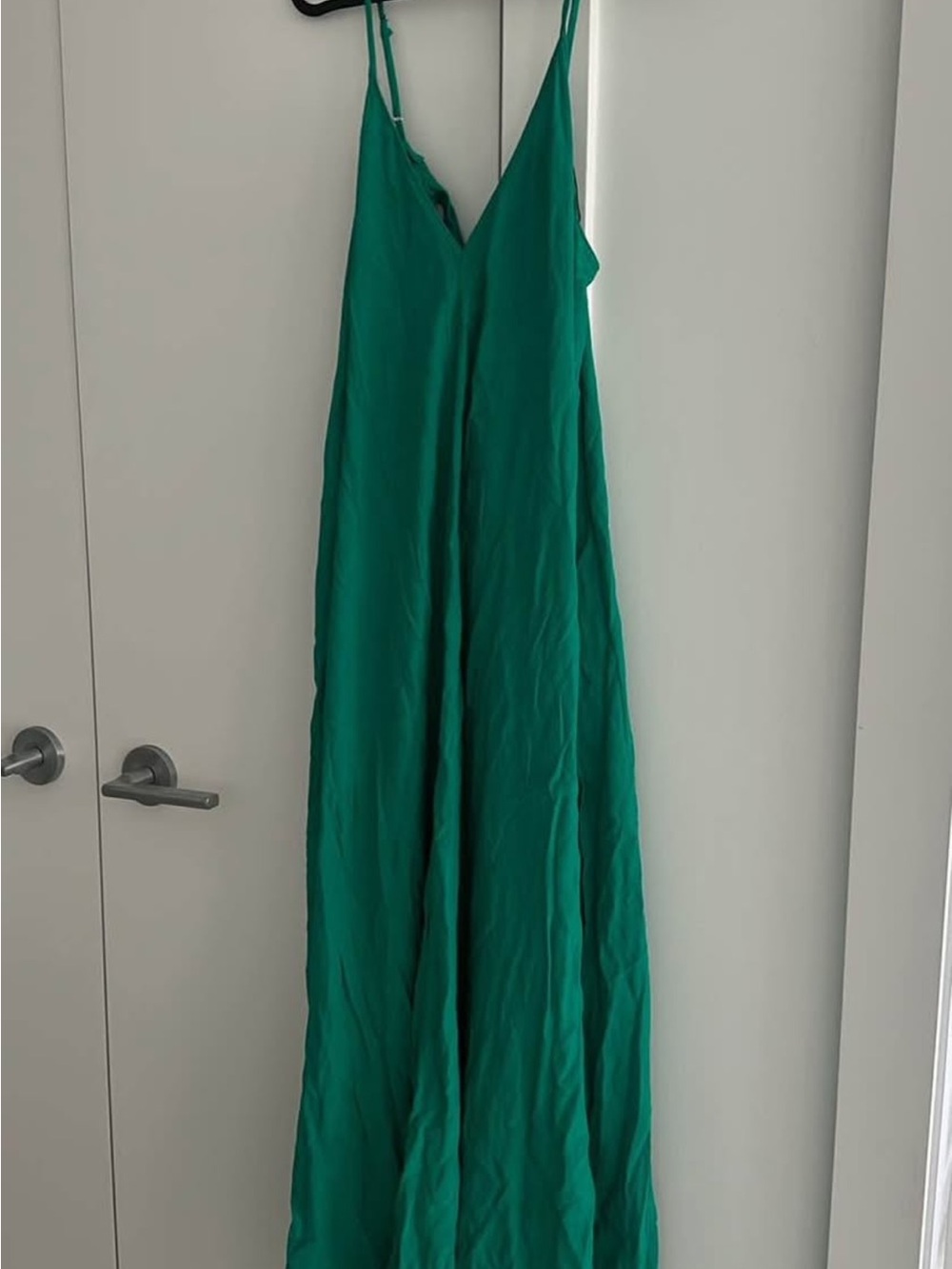 Zara Emerald Green V-Neck Maxi Slip Dress